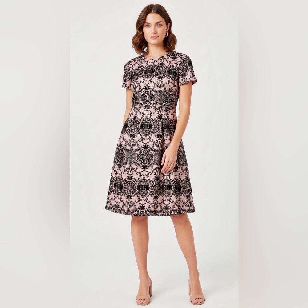 Vince Camuto Blush Pink and Black Velvet Dress